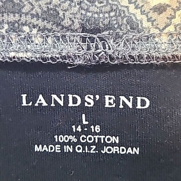 Lands' End Longsleeve Mock Turtleneck Top in Gray,Black & White Paisley, Size L - Picture 5 of 5